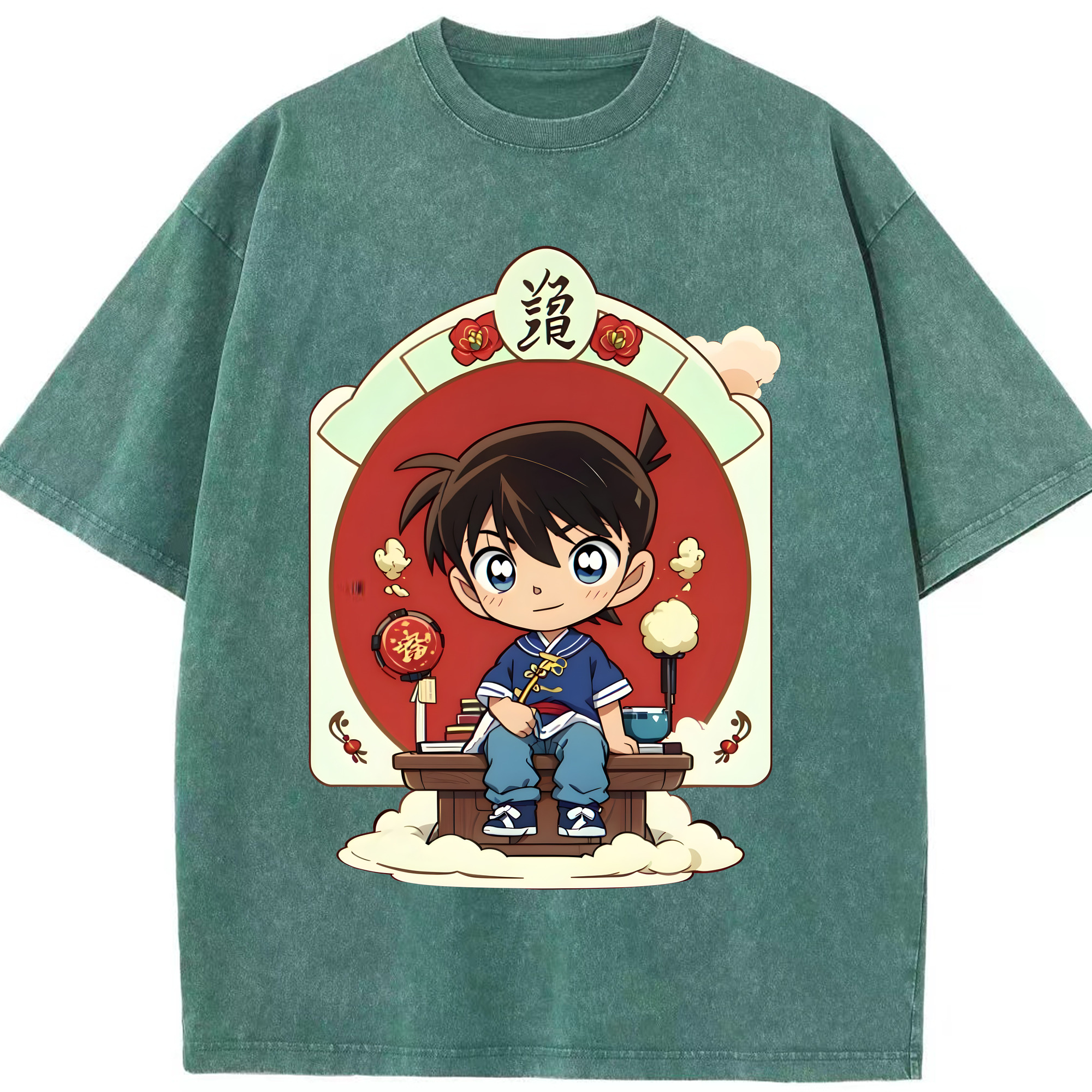 （画像用） 名探偵コナン 江戸川 コナン Detective Conan Conan Edogawa 綿100% ヴィンテージ風 半袖Tシャツ（フロントプリント）